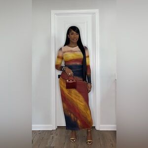 NWT- SHEIN BAE Slim Fit Tie Dye Long Sleeve Dress